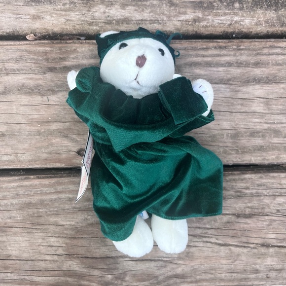 VINTAGE CITY MERCHANDISE STATUE OF LIBERTY POSABLE WHITE TEDDY BEAR W/ CASE BAG - Picture 3 of 14